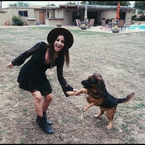 FREE PEOPLE LACE BELL SLEEVE MINI DRESS